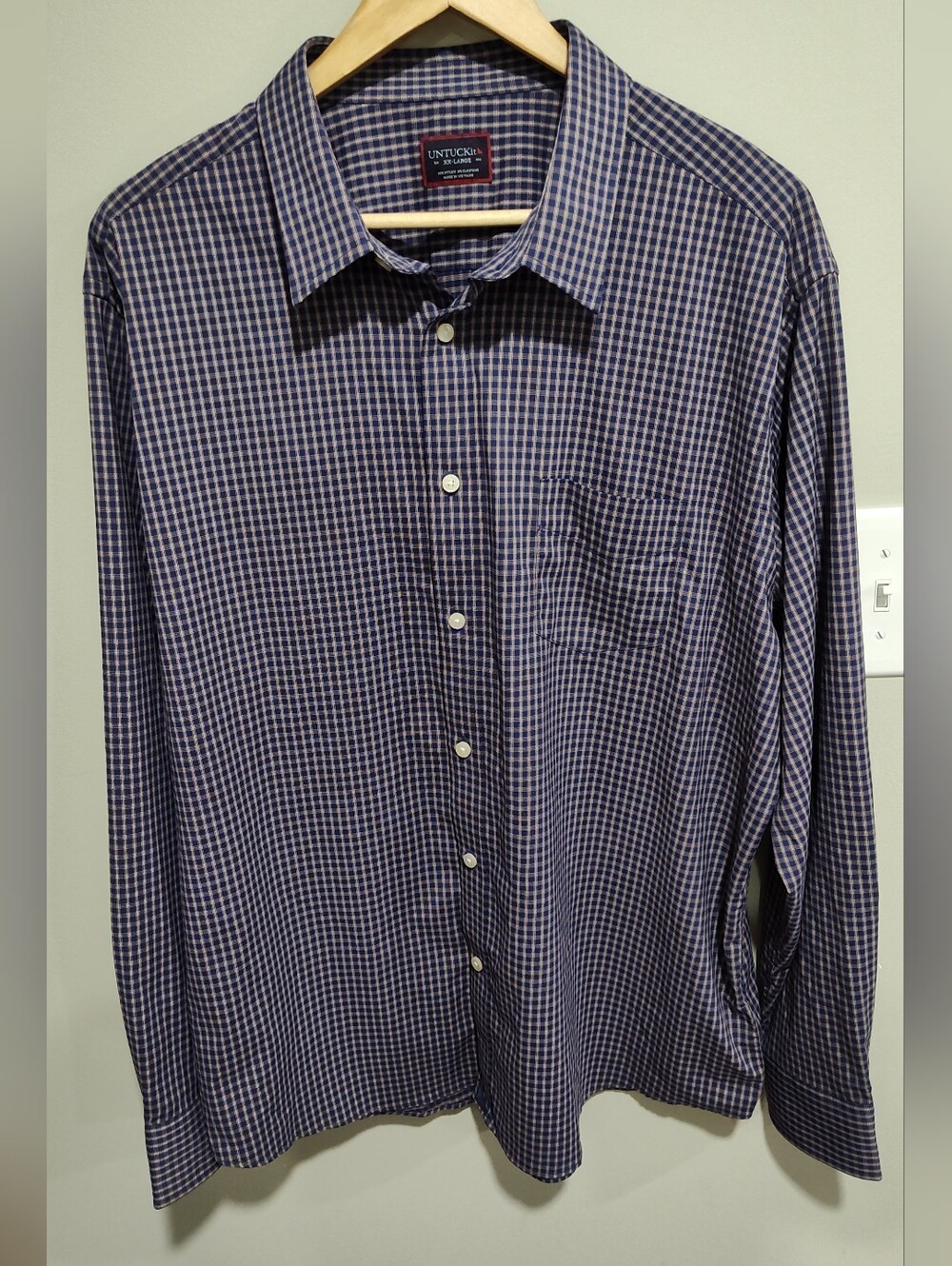 UNTUCKit Larkin Regular Fit Blue Plaid Button Down Dress Shirt 2XL 18 36/37